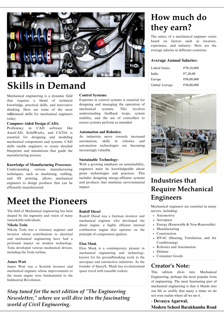 Mechanical Engineering – The Engineering Newsletter